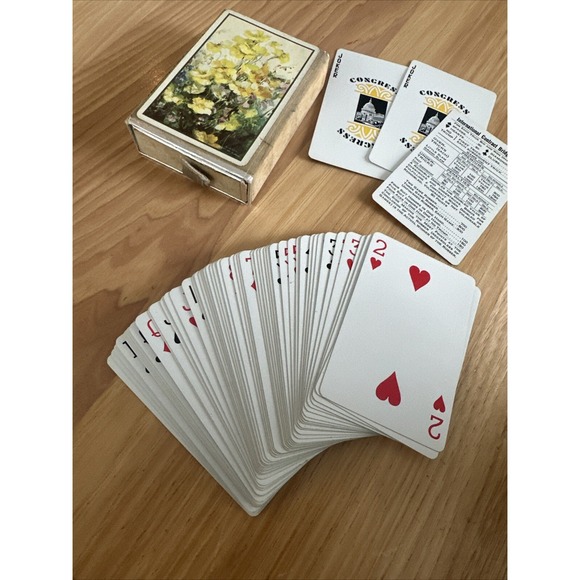 Vintage Congress Poker / Bridge Playing Card Deck With Storage Box - Picture 3 of 6